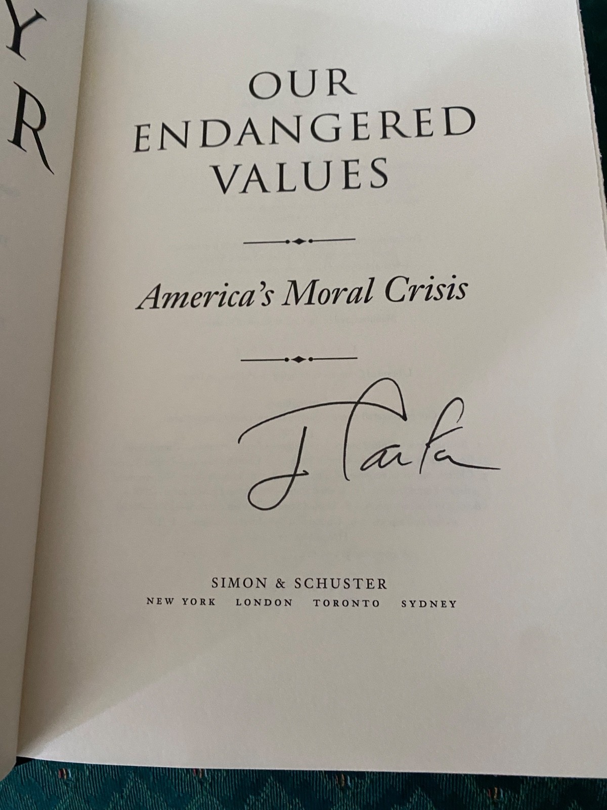 Signed Jimmy Carter Our Endangered Values 2005 1st Ed/1st Print Hardcover