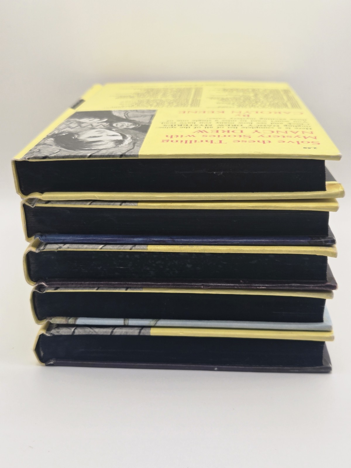 1 – 5 Set Nancy Drew Yellow Hardcover Books Edition Carolyn Keene Vintage