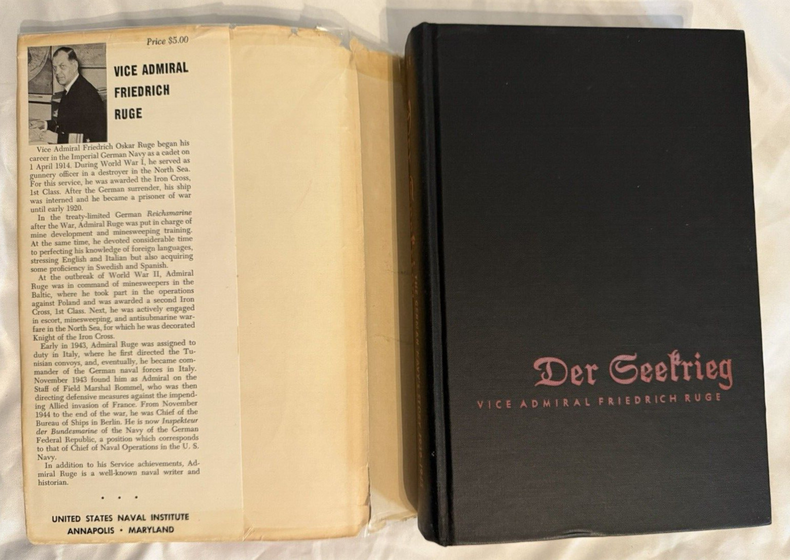 VG+ Der Geefrieg German Navy Story Friedrich Ruge 1957 Vintage Book HC DJ