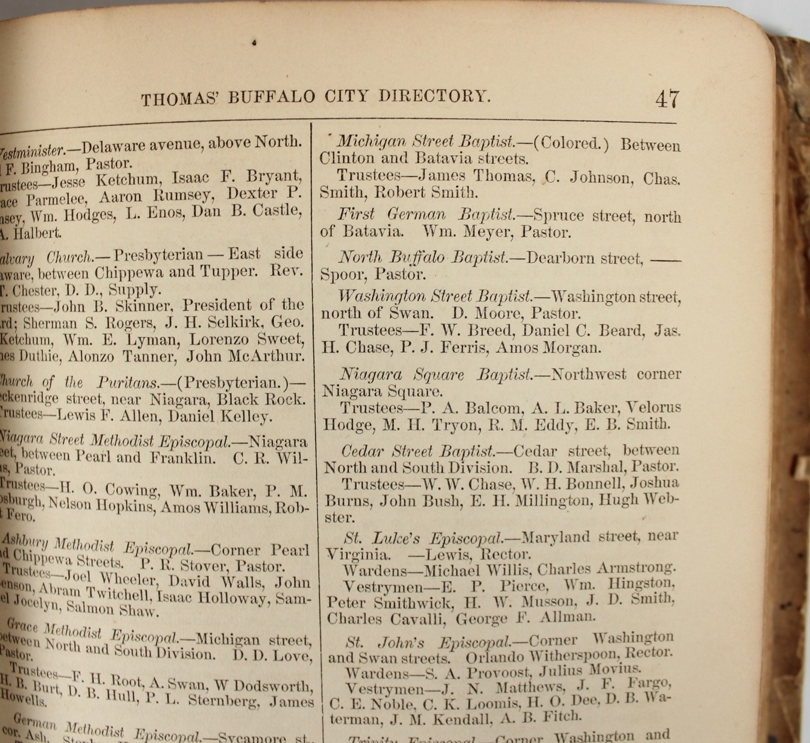 1862 CIVIL WAR BUFFALO Directory Underground Railroad GROVER CLEVELAND Fillmore