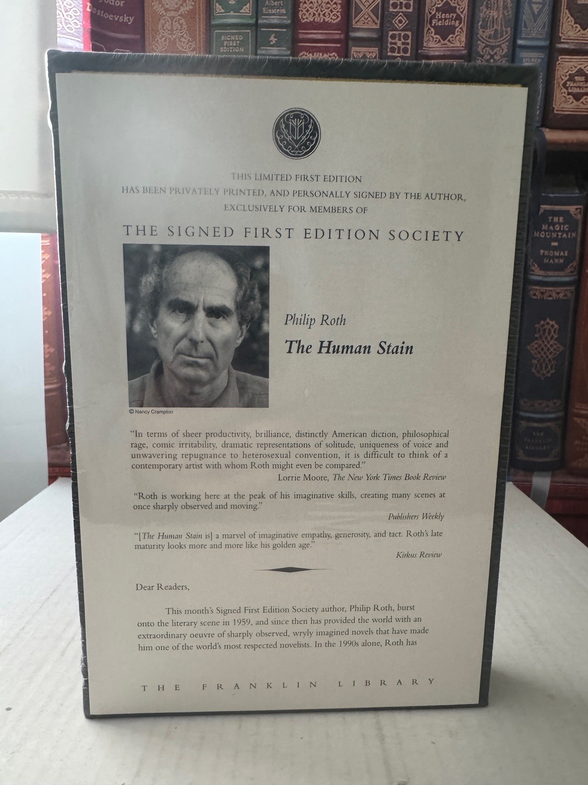 Human Stain Philip Roth Hardcover SIGNED 1st Edition 2000 Leather