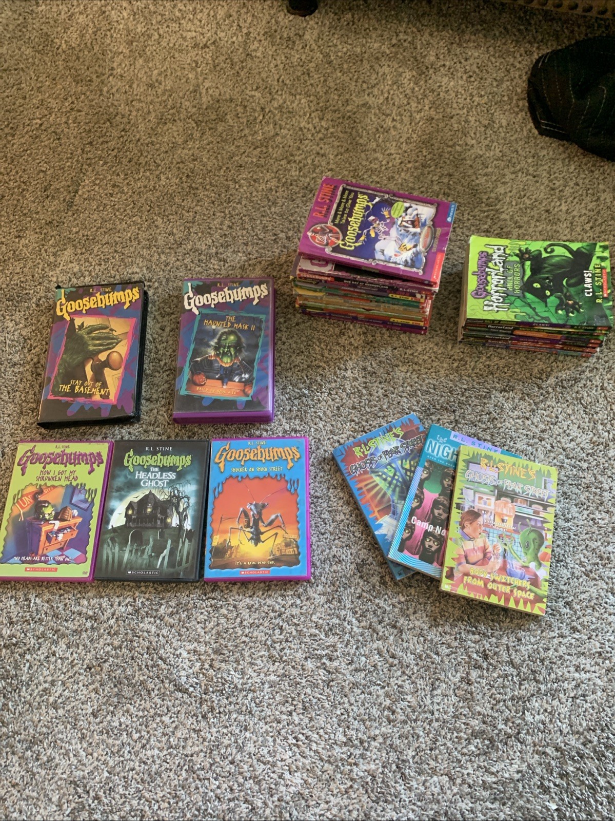 Lot of Vintage Goosebumps Books VHS DVD 27 Items Total 90s Stine R.L