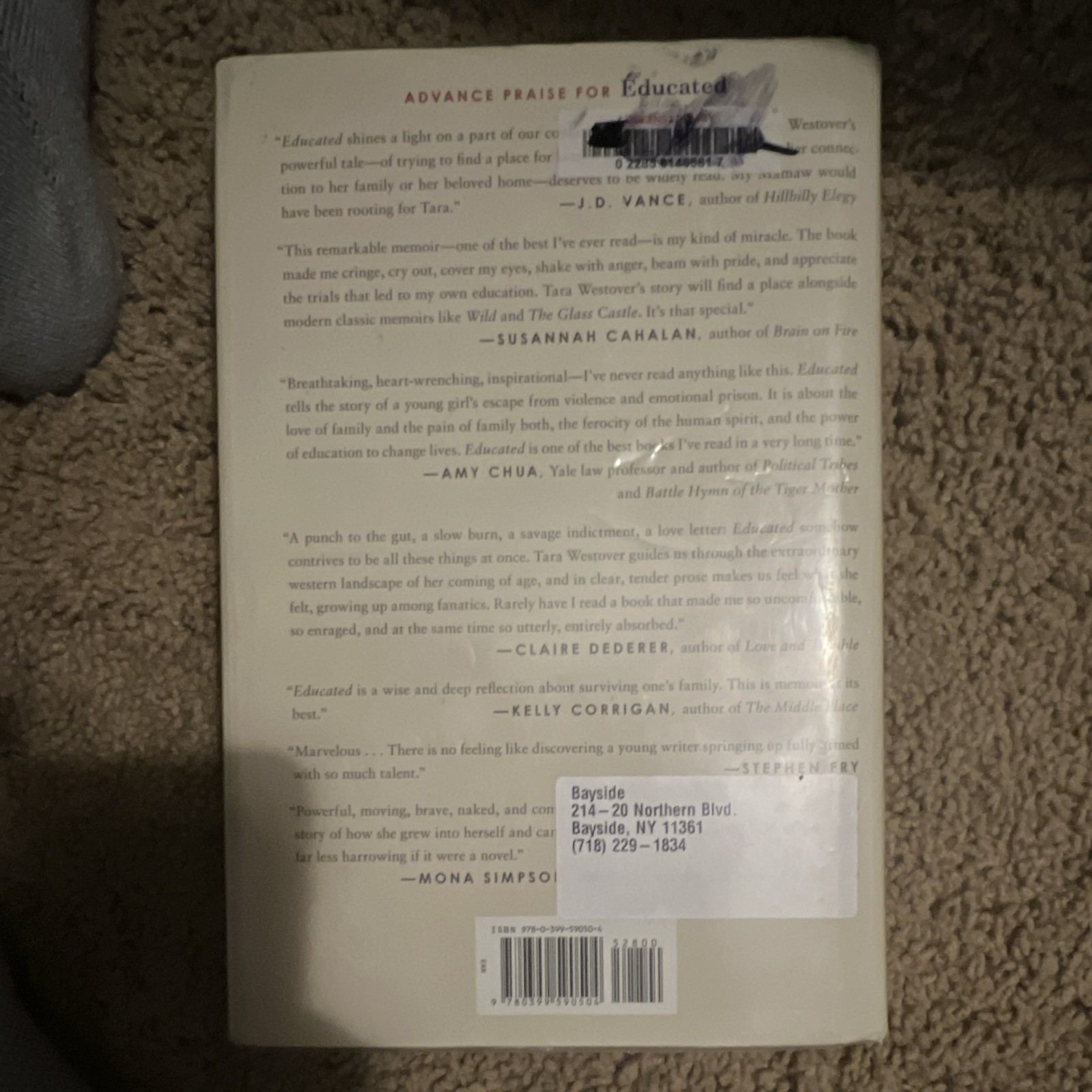 Educated: A Memoir by Tara Westover Hardcover w/ Dust Jacket