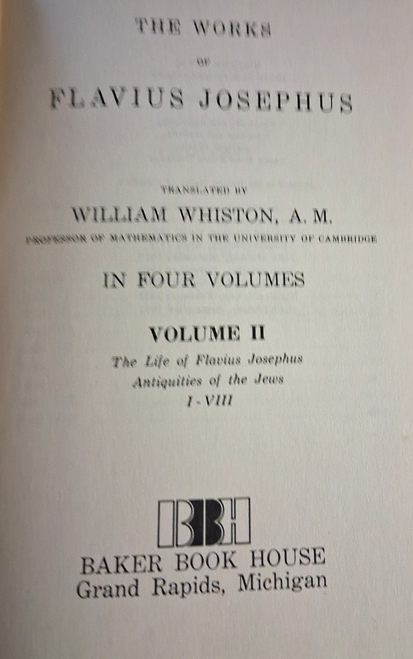 „Works of Josephus“ Replacement Volume II Baker Book House Hardcover Set 1980