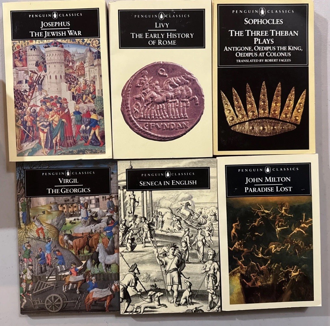11 Penguin Classics, Trade PB, Black Spines, Sophocles, Homer, Milton, Virgil…