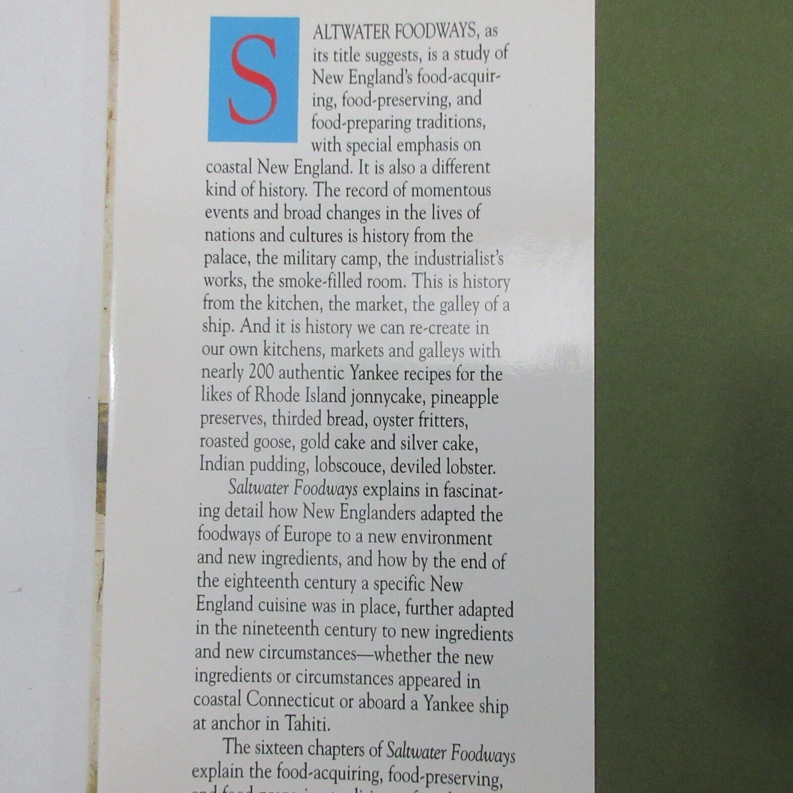 SALTWATER FOODWAYS Signed Oliver Food Recipe History Colonial New England Coast