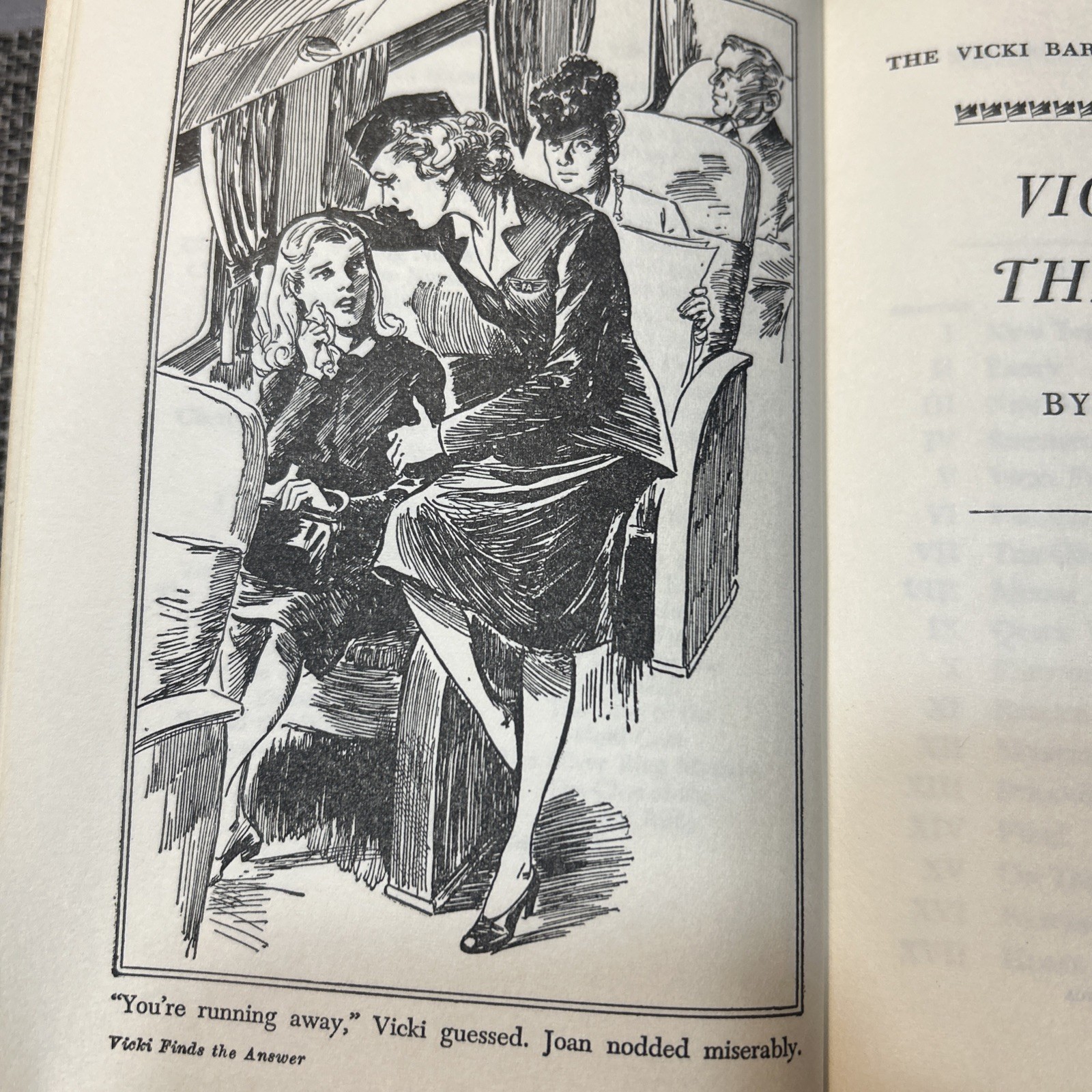 Vicki Finds the Answer Hardcover Book Helen Wells Flight Stewardess Series 1947
