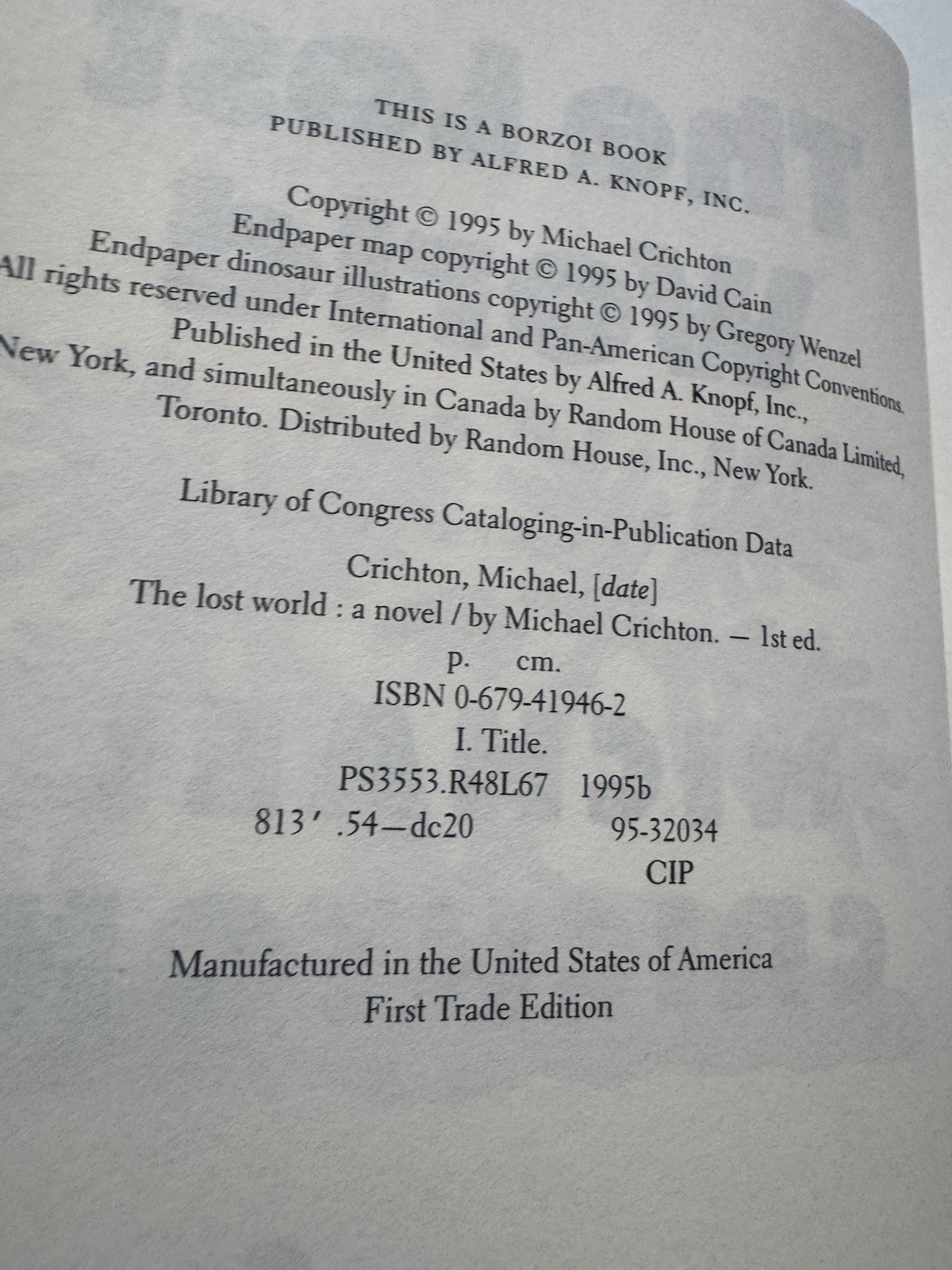 Michael Crichton The Lost World Jurassic Park Hardcover 1995 1st Trade HCDJ VGC