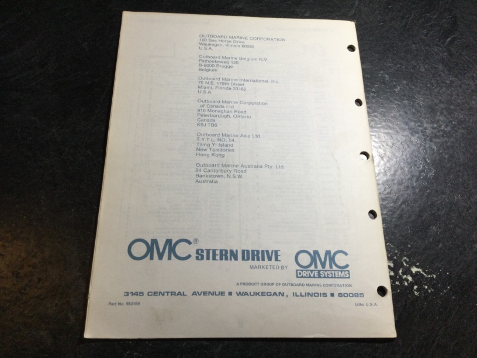 1982 OMC 5.0L & 5.7L V8 Stern Drive Parts Catalog GM 305 & 350 C.I 2V & 4V