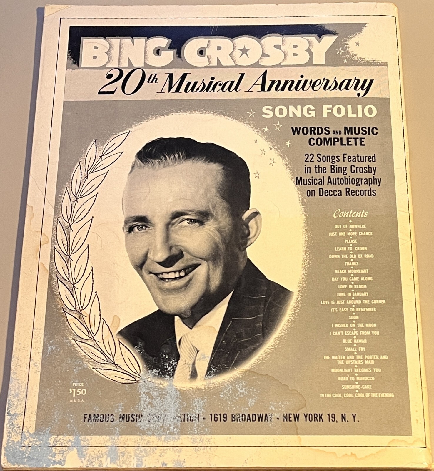 FAMOUS – 88 Pages of Song Hits 1954 Songbook – Famous Music Corp.