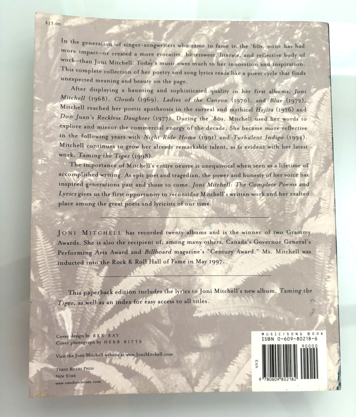 Joni Mitchell: The Complete Poems and Lyrics Softcover VG+++