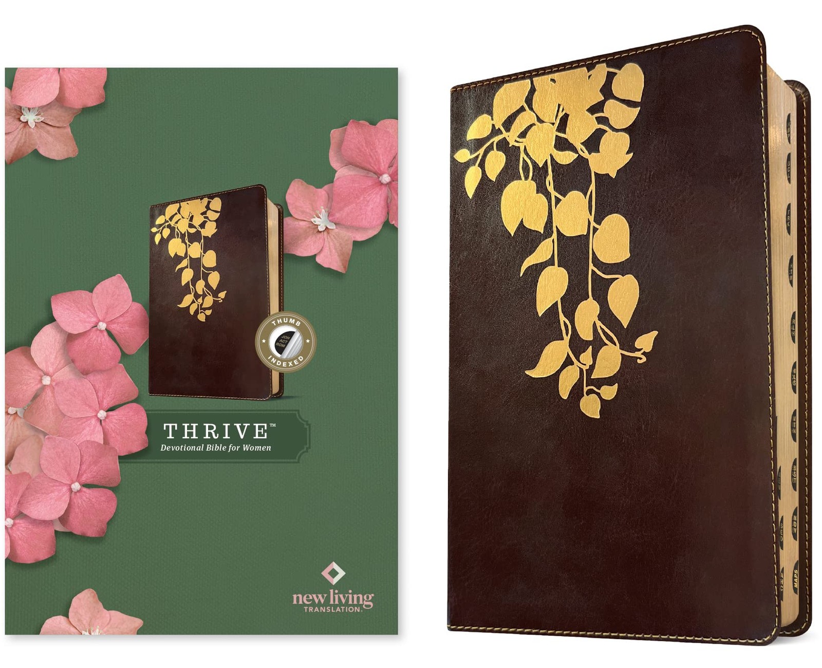 NLT THRIVE Devotional Bible for Women (LeatherLike, Cascade Deep Brown, Inde…