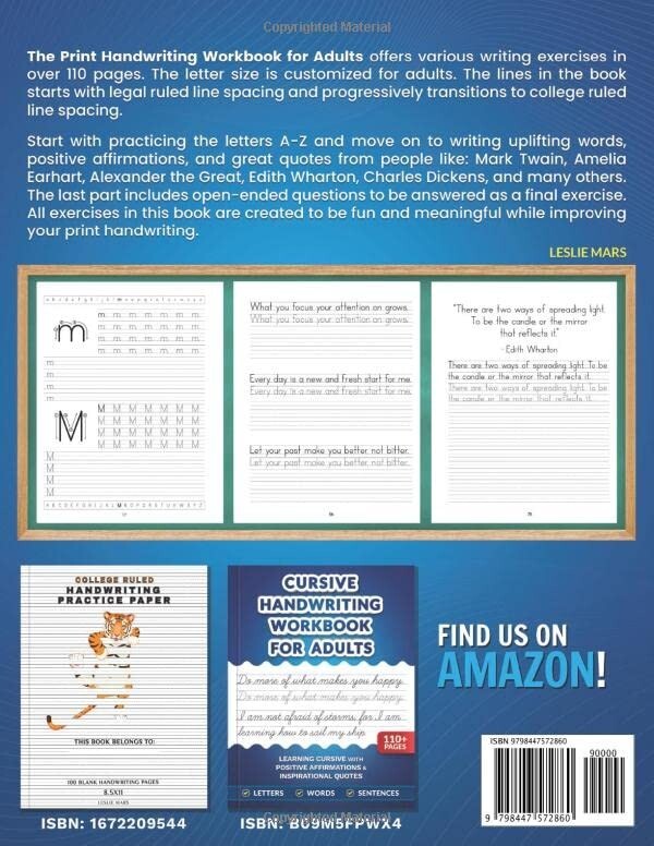 The Print Handwriting Workbook for Adults: Improve your Penmanship and Writing S