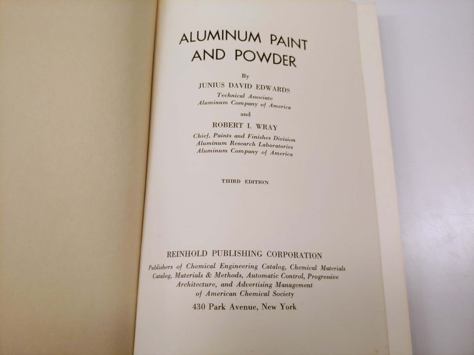 1955 Aluminum Paint And Powder by Junius D. Edwards and Robert I. Wray HCDJ