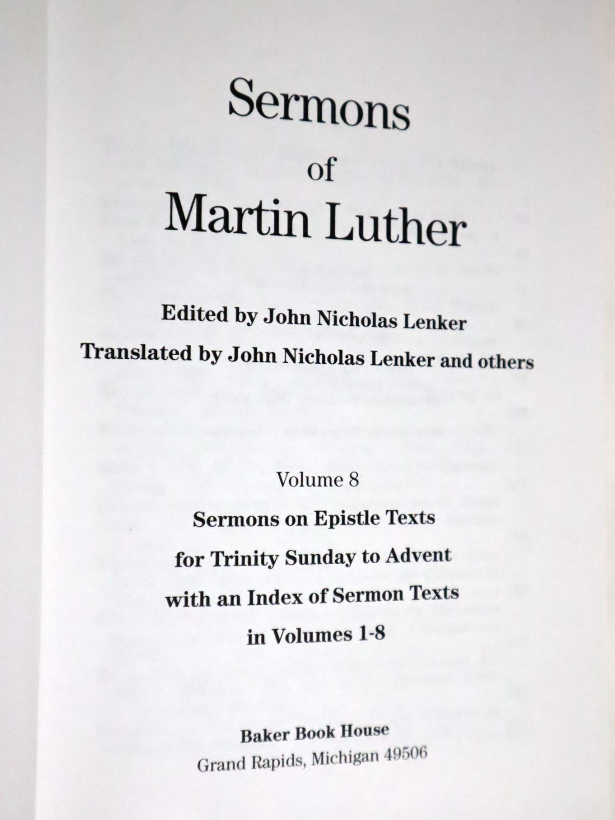 Sermons of Martin Luther (8 Volume Set Lot Complete) HC – Baker Book