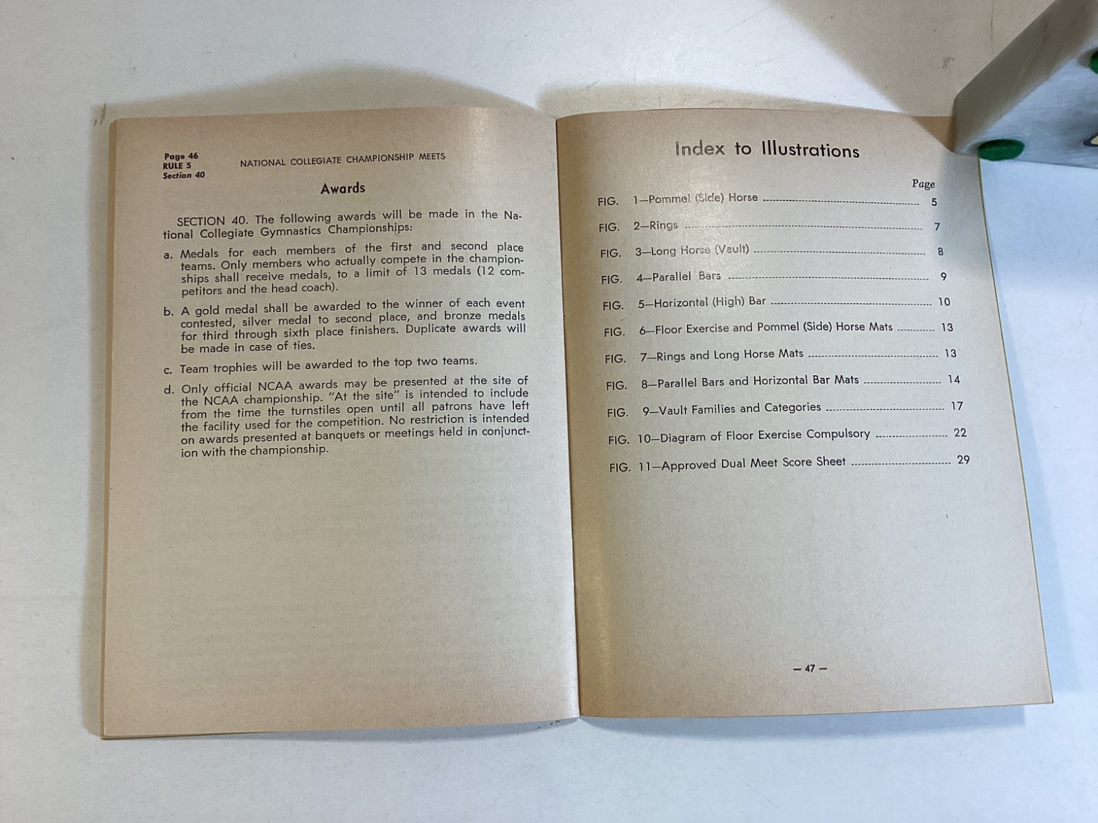 1975 NCAA Official Gymnastics Rules – 6-3/4″ X 5″, 48 Pages – Free Shipping