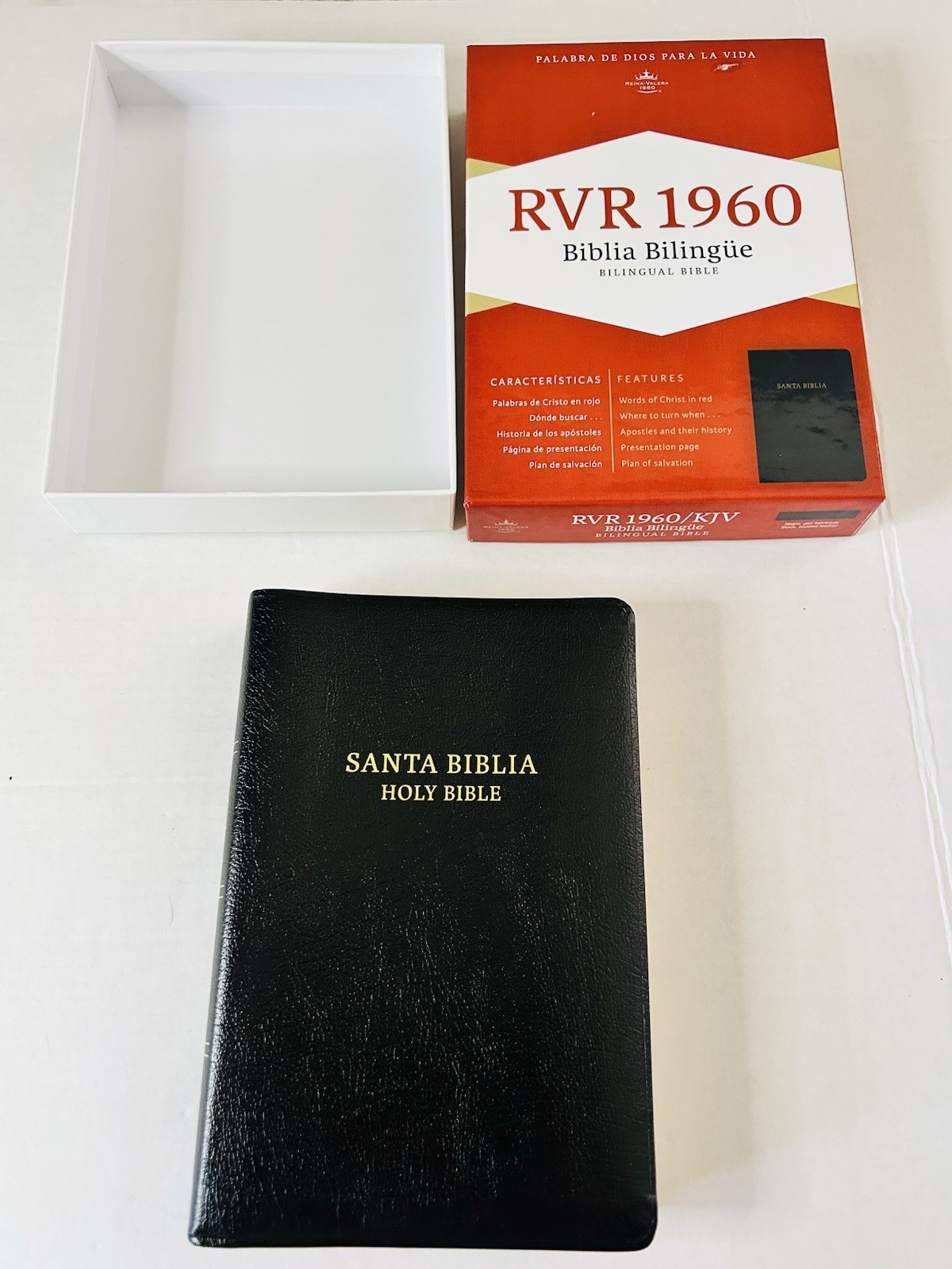 SANTA BIBLIA BILINGUE BIBLE RVR 1960 KJV SEALED BLACK LEATHER New Open/box