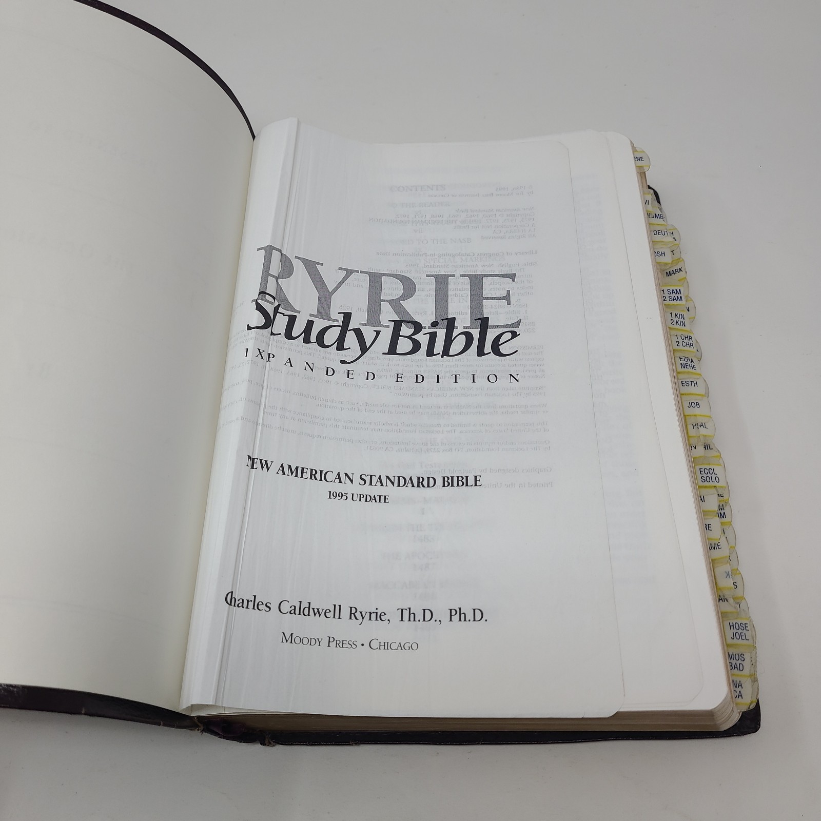 Vntg Ryrie Study Bible Expanded Edition 1995 NASB Burgundy Bonded Leather