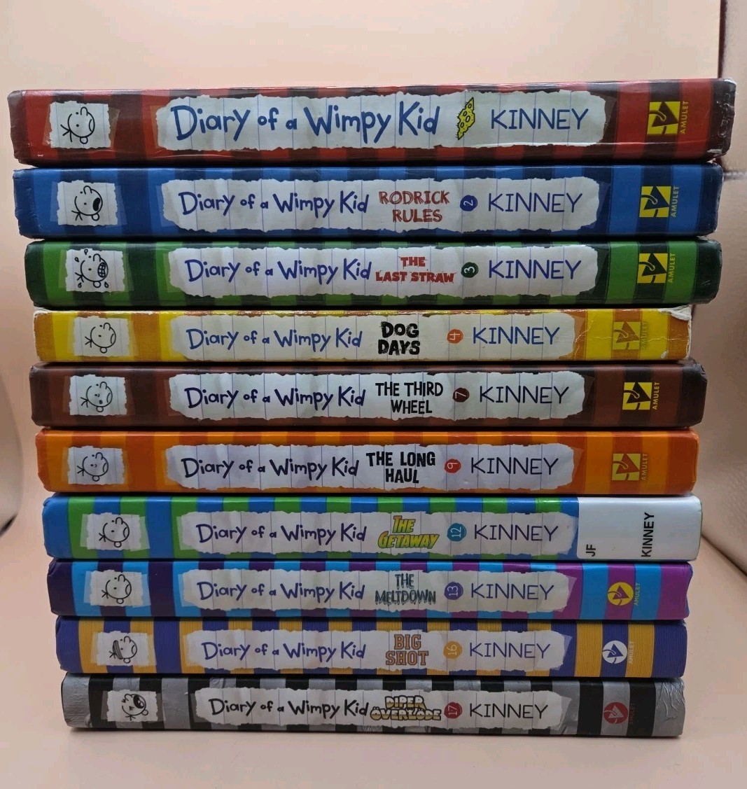 Lot of 10 Diary of a Wimpy Kid Series 9 Hardcovers & 1 PB by Jeff Kinney