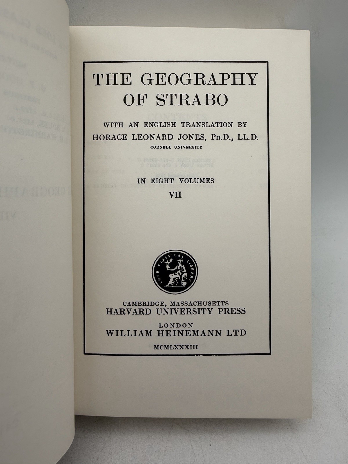 Strabo Geography Volume VII 7 Books 15-16 XV-XVI Hardcover DJ Harvard 1983