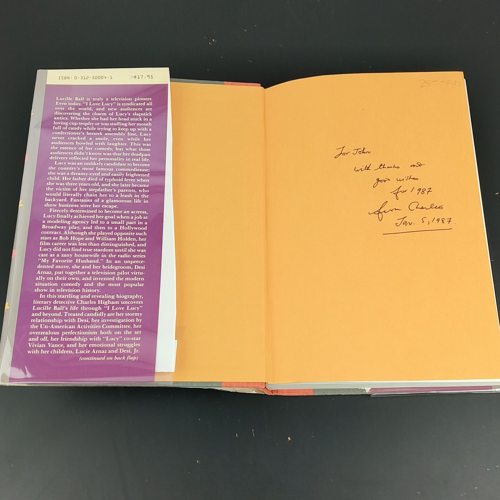 The Life of Lucille Ball by Charles Higham Signed By The Author With Note