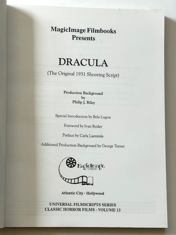 DRACULA: Universal Filmscript Series: First Edition Softbound Book 1990 #13