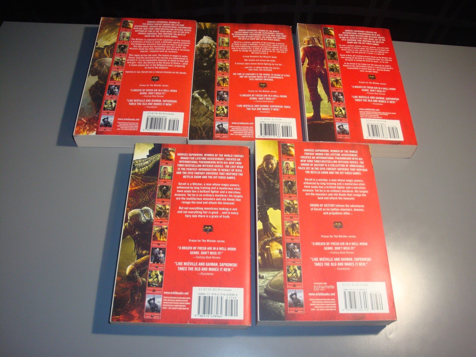 The Witcher Series 5 Book lot Andrzej Sapkowski Netflix Trade PB Orbit Fantasy