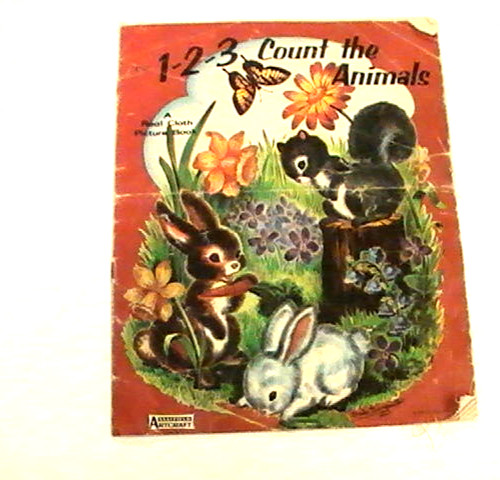 1-2-3 Count the Animals A Real Cloth Picture Book Vintage Rare HTF Artcraft