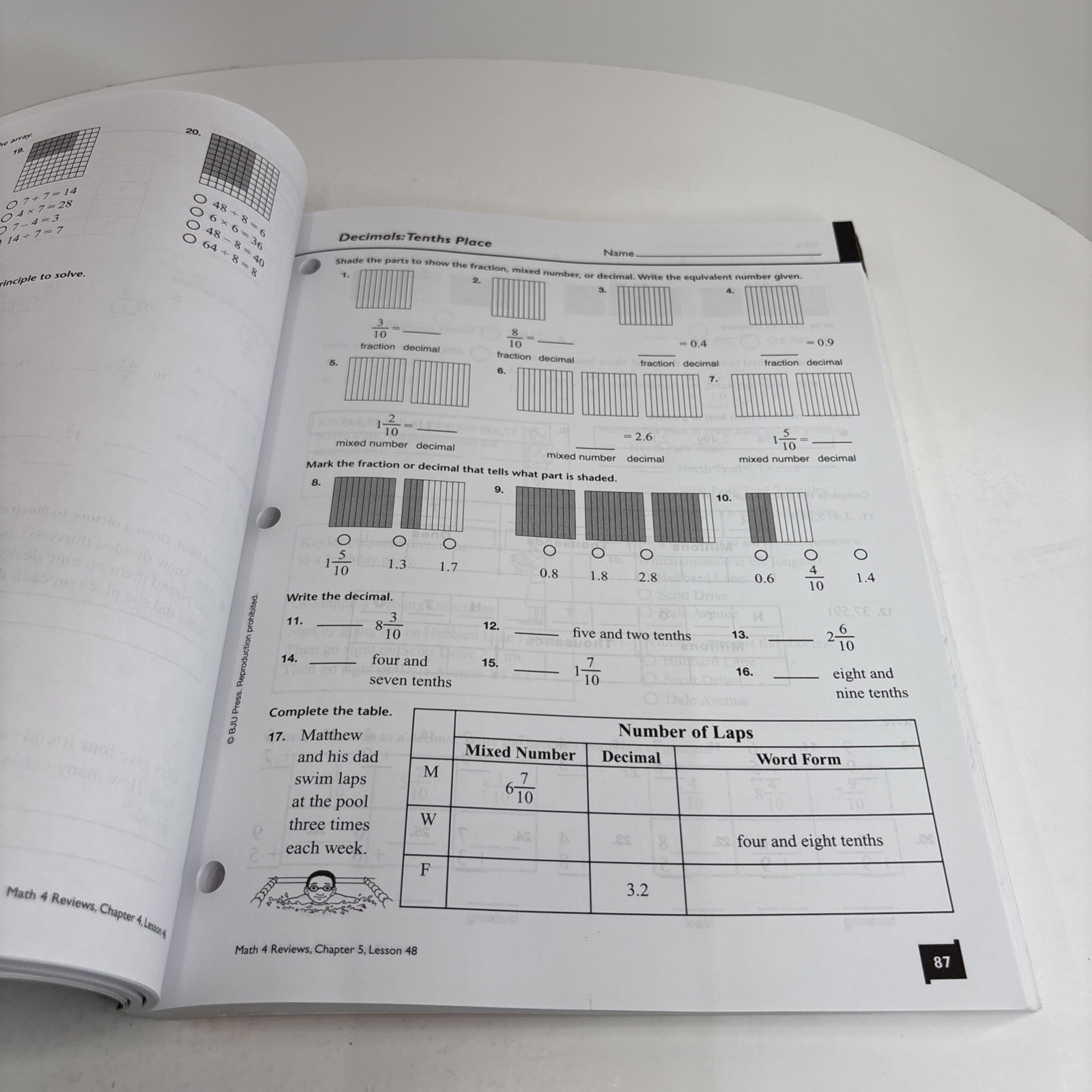 BJU Press Math 4 Student Reviews Third Edition Educational Workbook –