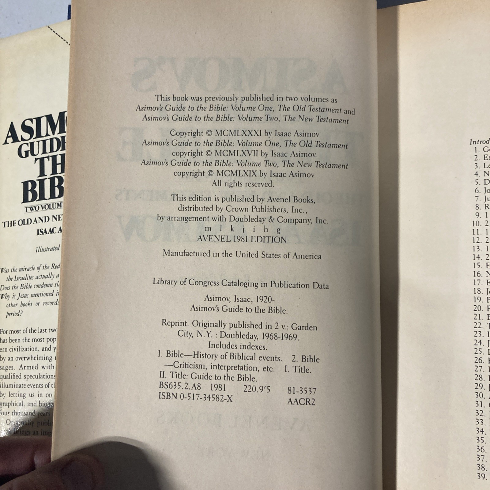 Asimov’s Guide to the Bible Two Volumes in One Old & New Testaments HCDJ 1981