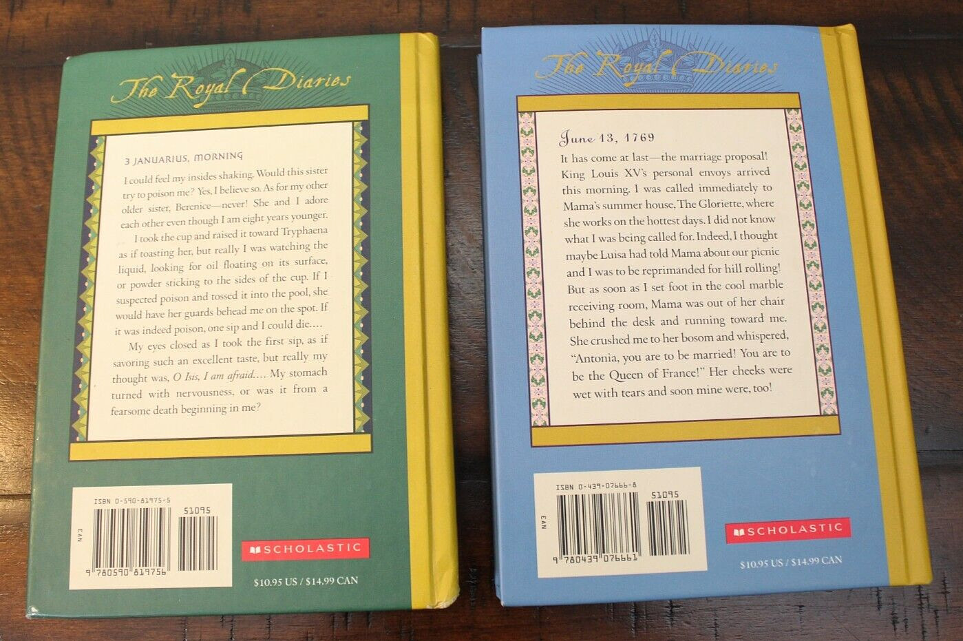 Gilt Edge ROYAL DIARIES BOOKS Cleopatra + Marie-Antoinette Hardcover Book Lot