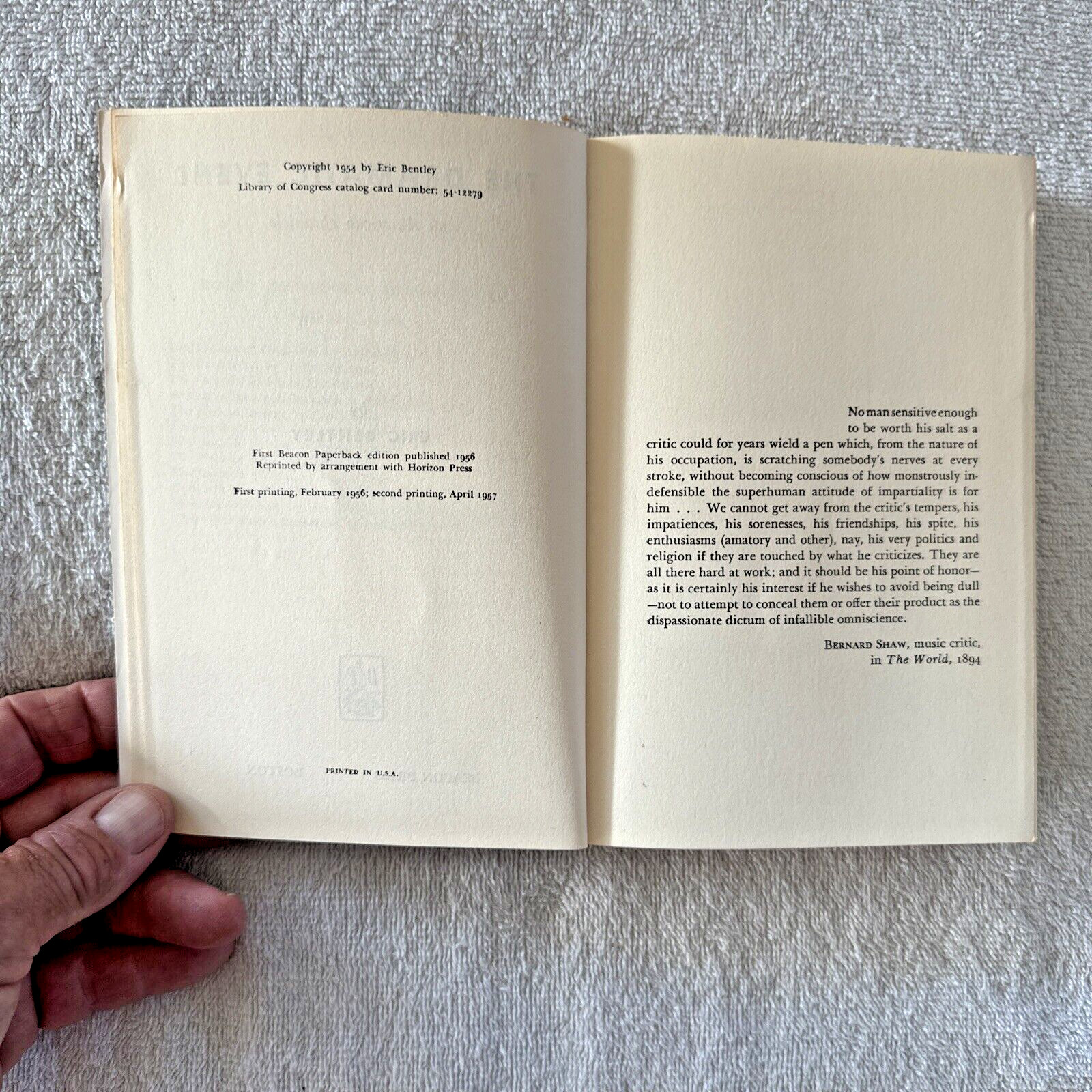 The Dramatic Event An American Chronicle (Eric Bentley – 1954) 2nd Printing 1957