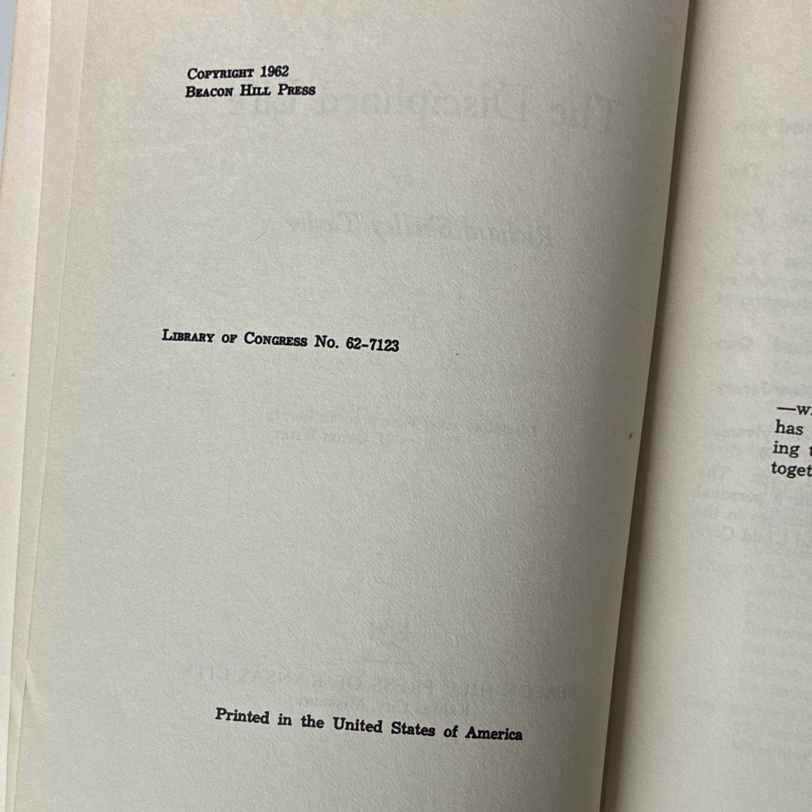 The Disciplined Life by Richard Shelley Taylor Paperback Beacon Hill Press 1962