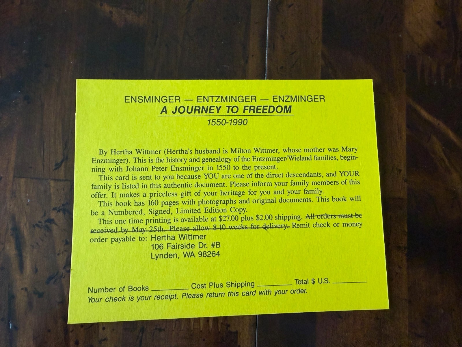 A Journey to Freedom Ensminger Entzminger Enzminger 1990 Paperback 1st Ed 66/300