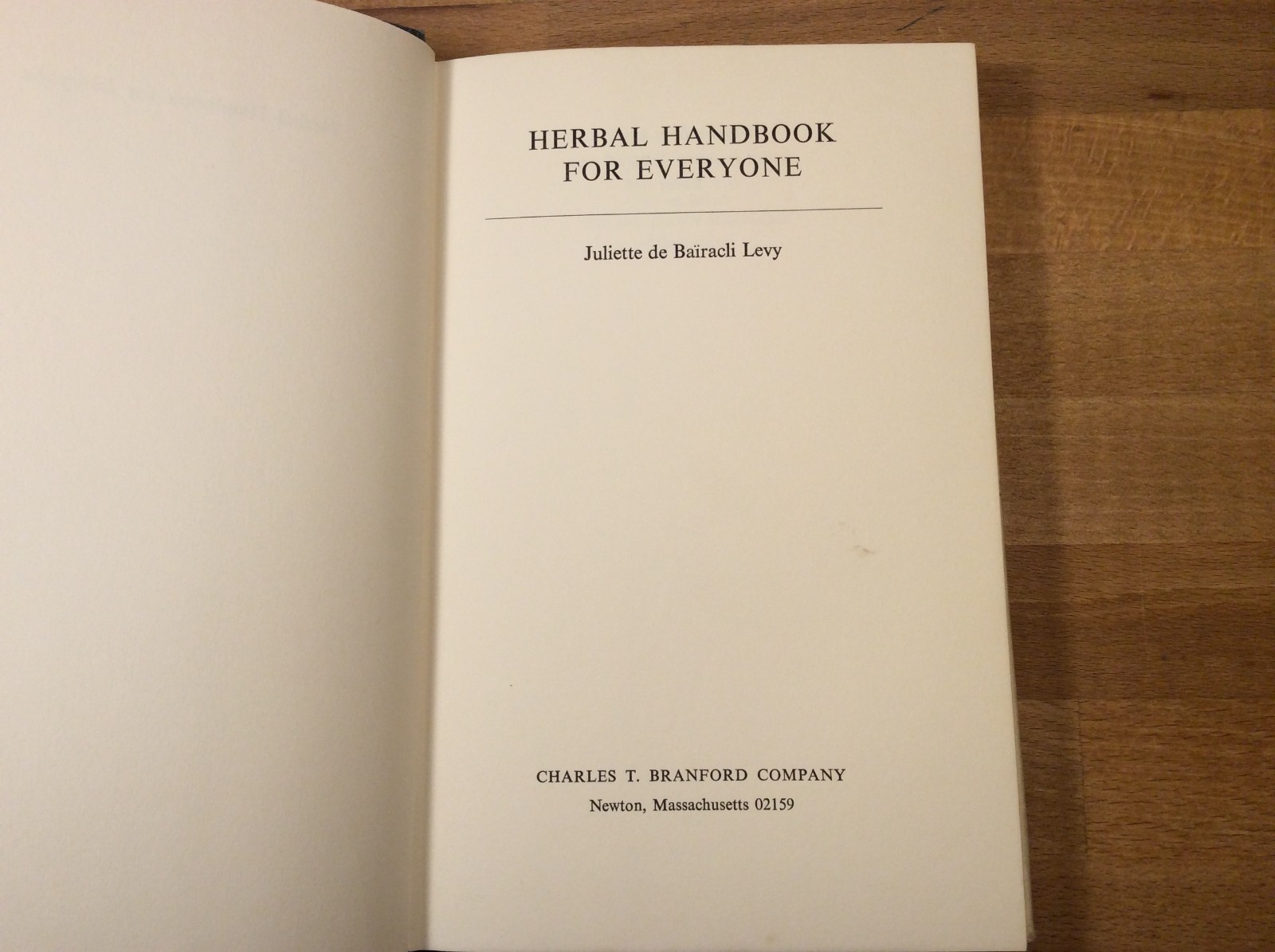 Herbal Handbook For Everyone, Juliette de Bairacli Levy, 1967 Hardcover
