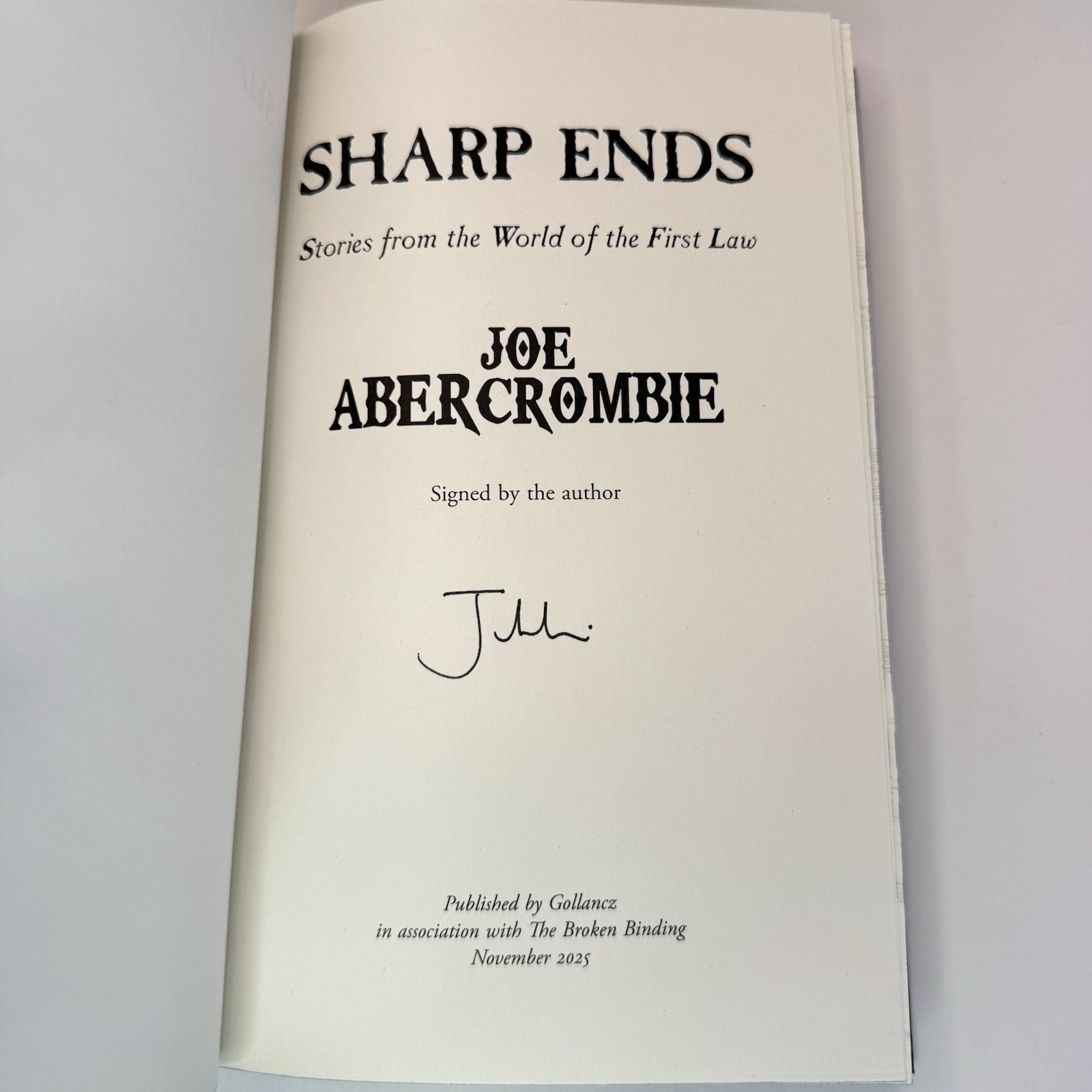 Sharp Ends Joe Abercrombie The Broken Binding Stenciled Edges SIGNED Hardcover