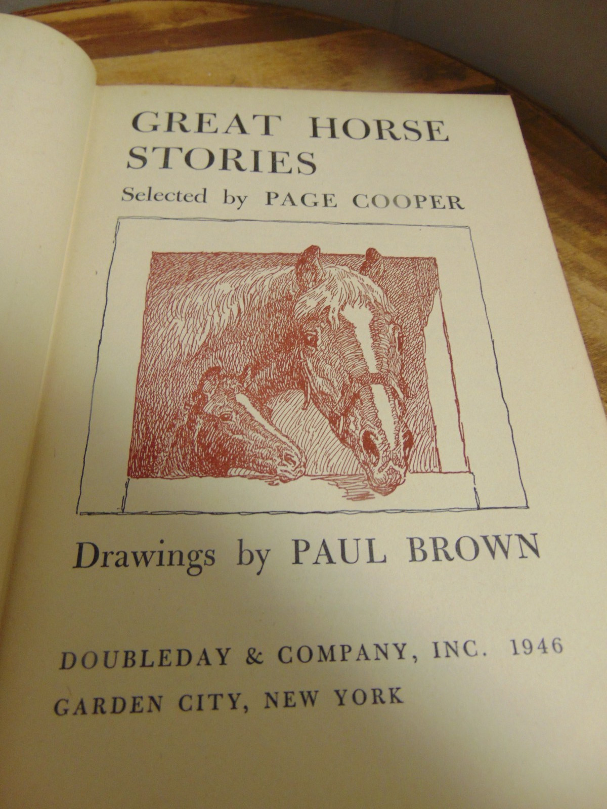 Great Horse Stories 1st Ed selected by Page Cooper Doubleday & Co 1946 HC