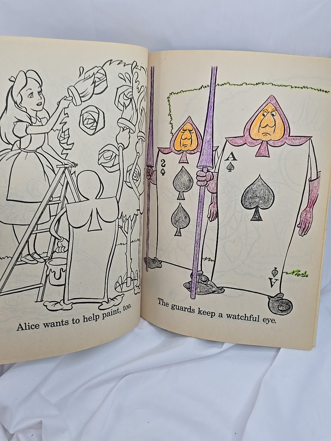 Alice In Wonderland Coloring Book Walt Disney Has Pages Colored In Vintage