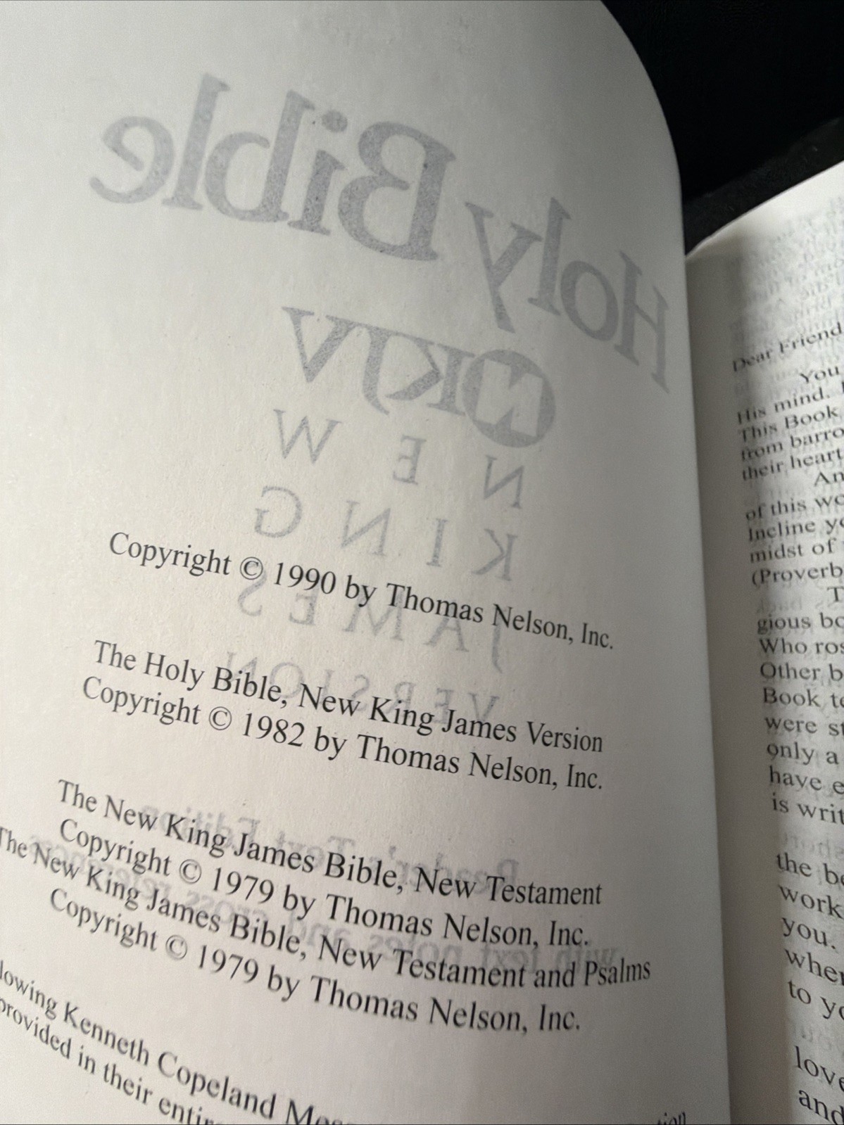 Holy Bible NKJV Kenneth Copeland Ministries PB 1990 Readers Text Ed Faux Leather