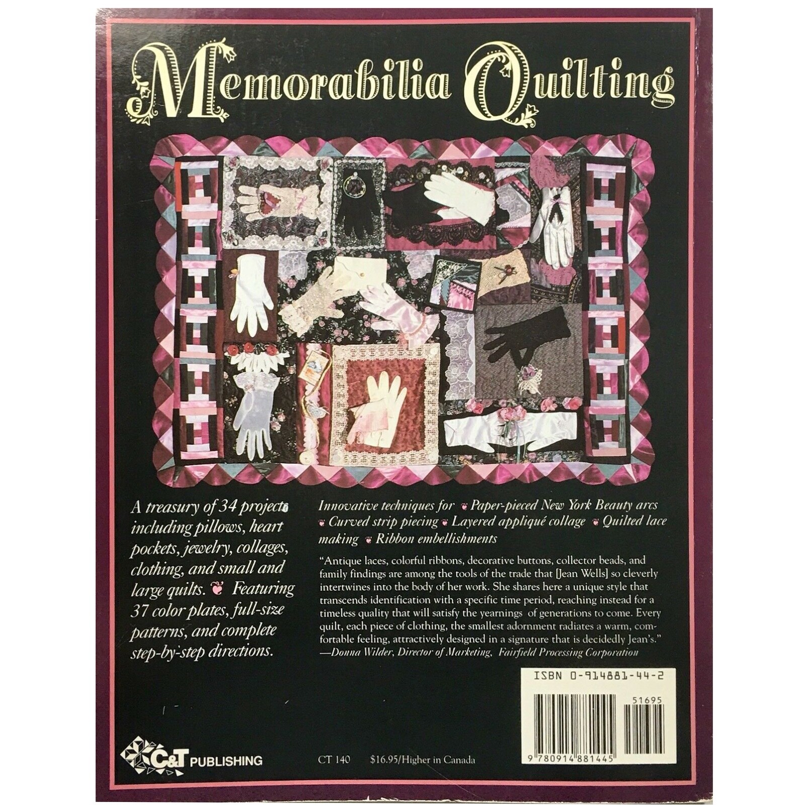 Memorabilia Quilting by Jean Wells Memory Quilts Collage Quilts Make 34 Projects