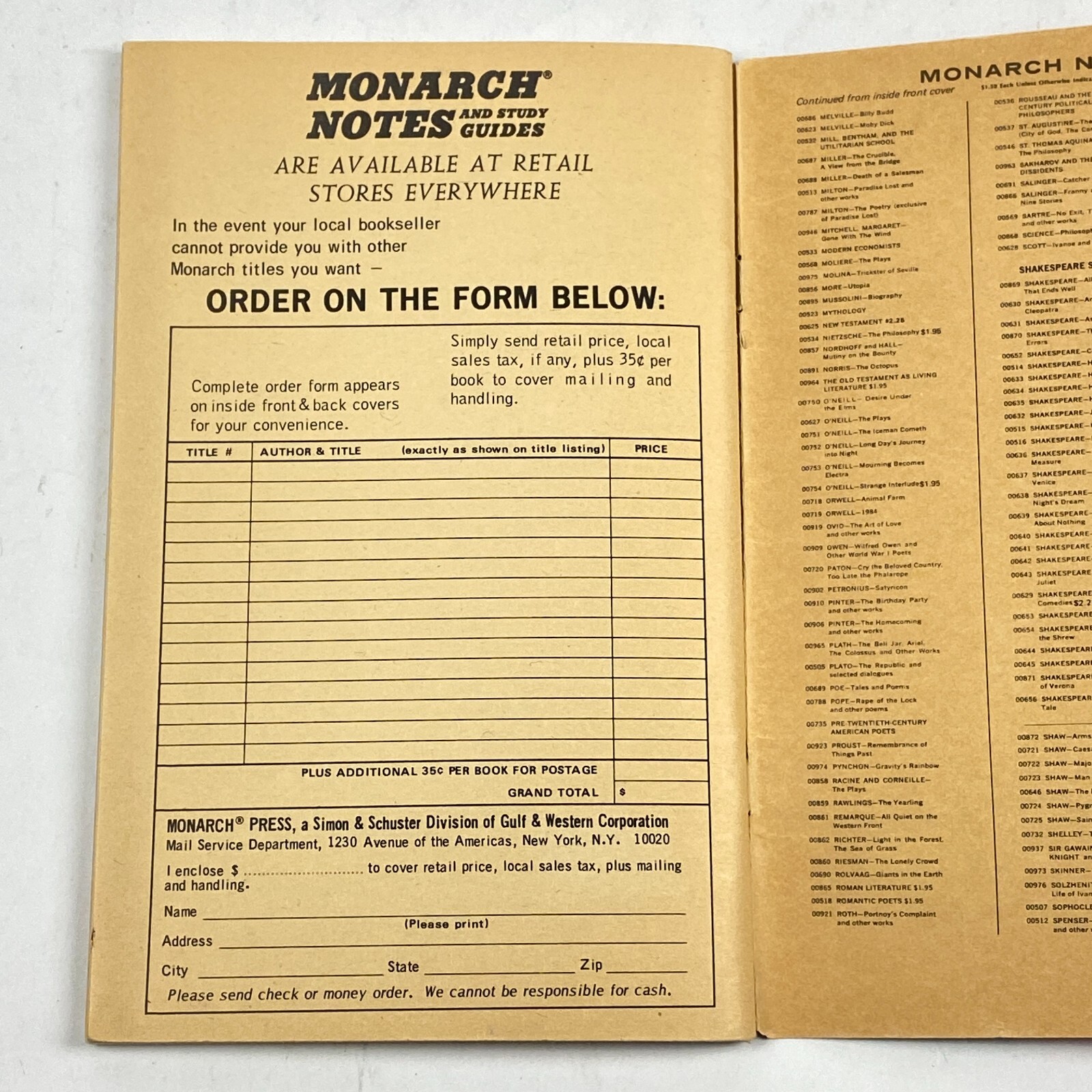 Animal Farm by George Orwell 1965 Monarch Notes Booklet #00718 Vintage