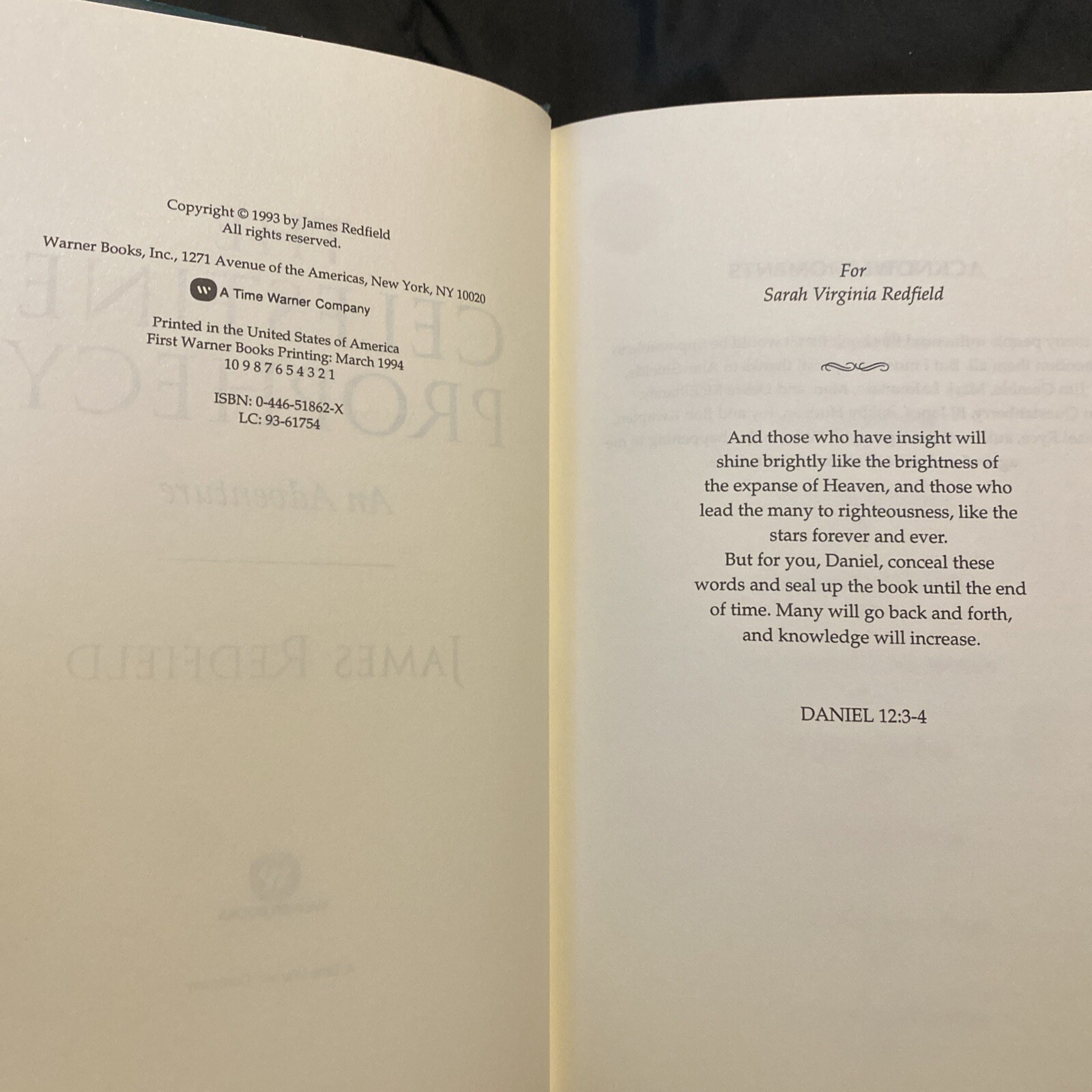 CELESTINE PROPHECY An Adventure James Redfield 1st Edition 1st Printing