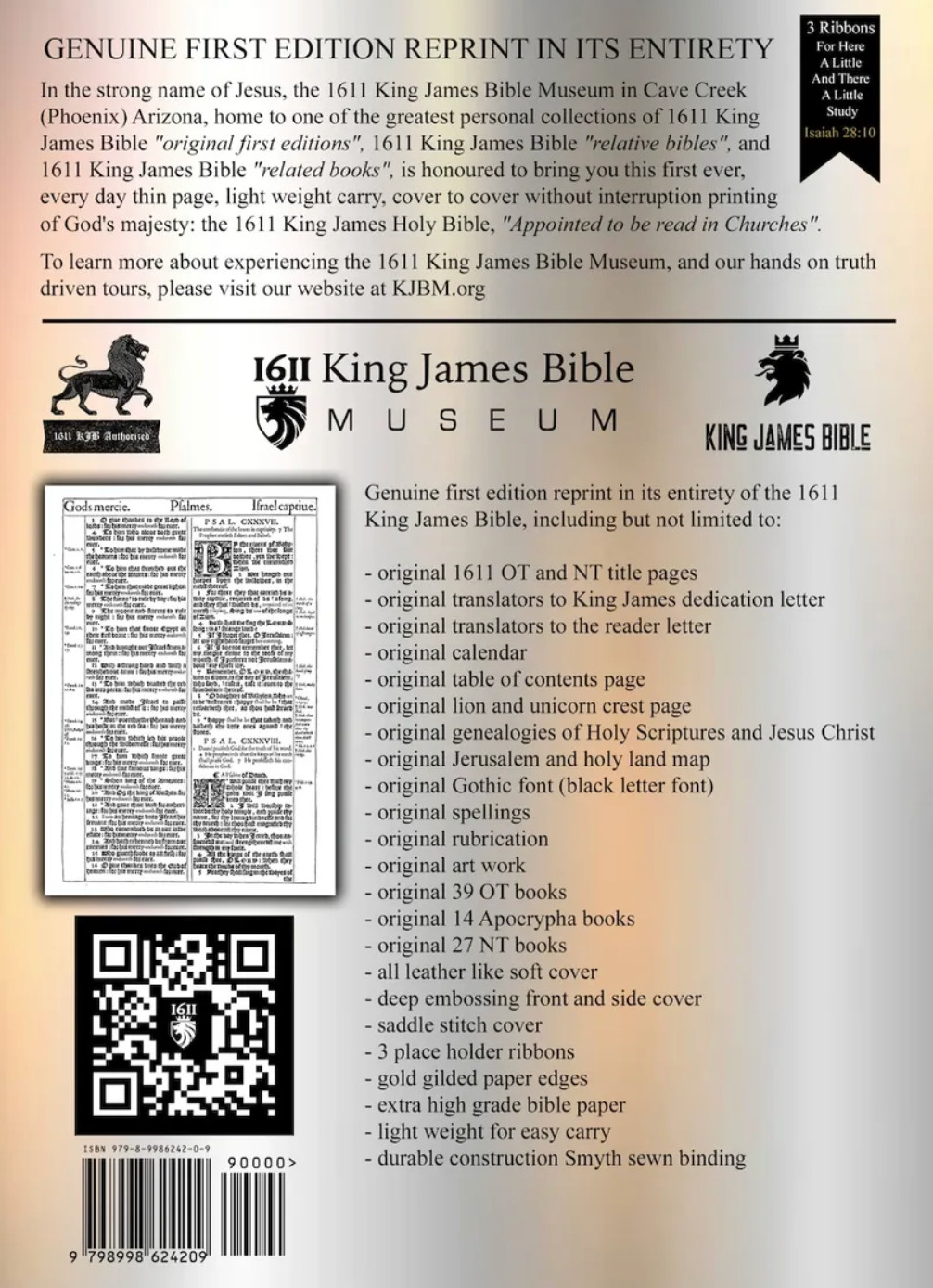 1611 King James Bible Facsimile w/ Apocrypha, 1st Edition Reprint – Brown