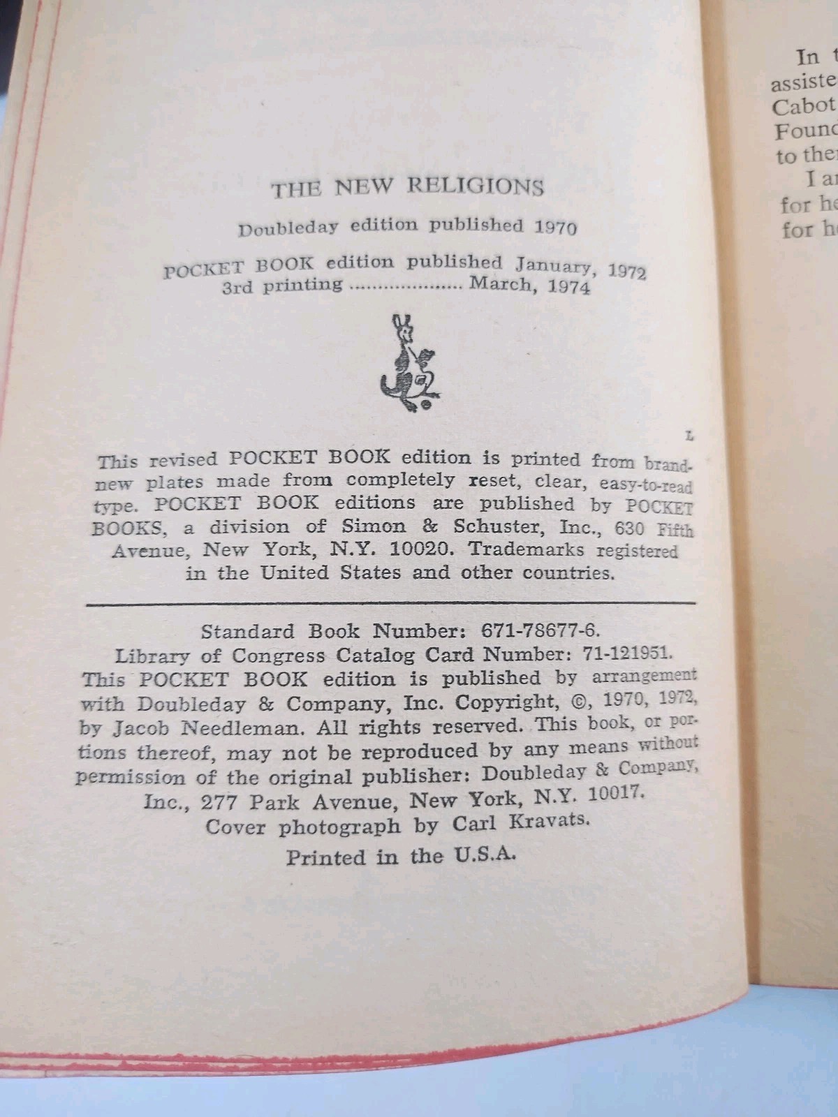 The New Religions by Jacob Needleman ~ 1974 Vintage Paperback ~ Pocket Books Vtg