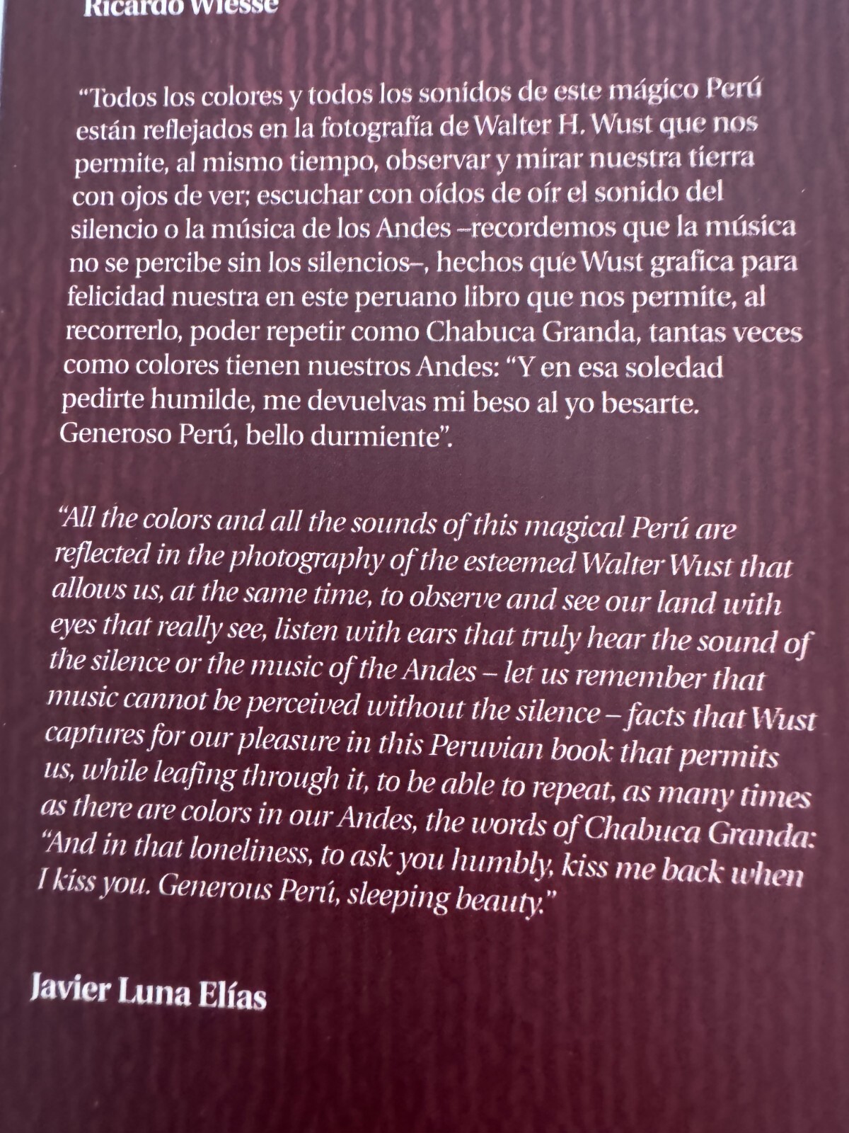 Peru The Living Land Book Tierra Viva Andes Amazon Plains English and Spanish