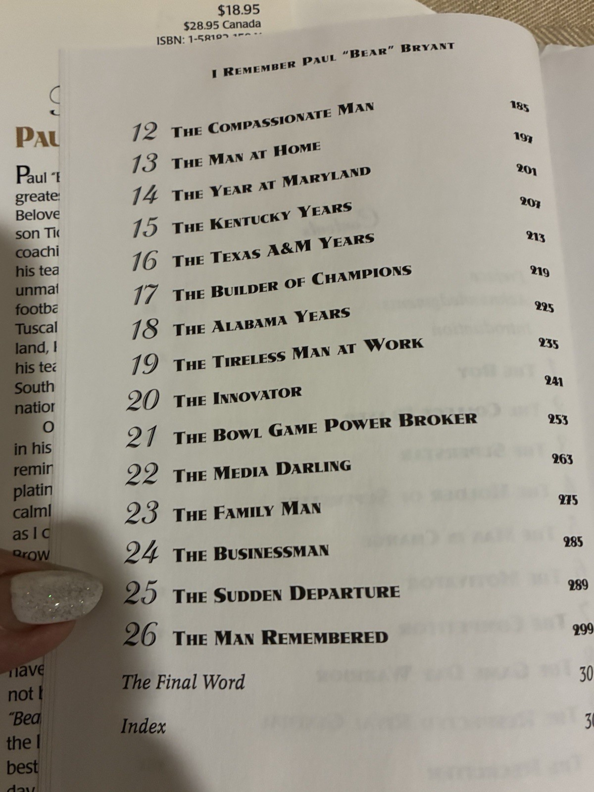 Paul Bear Bryant book I Rememer by Al Browning 2001 ,-306 pages