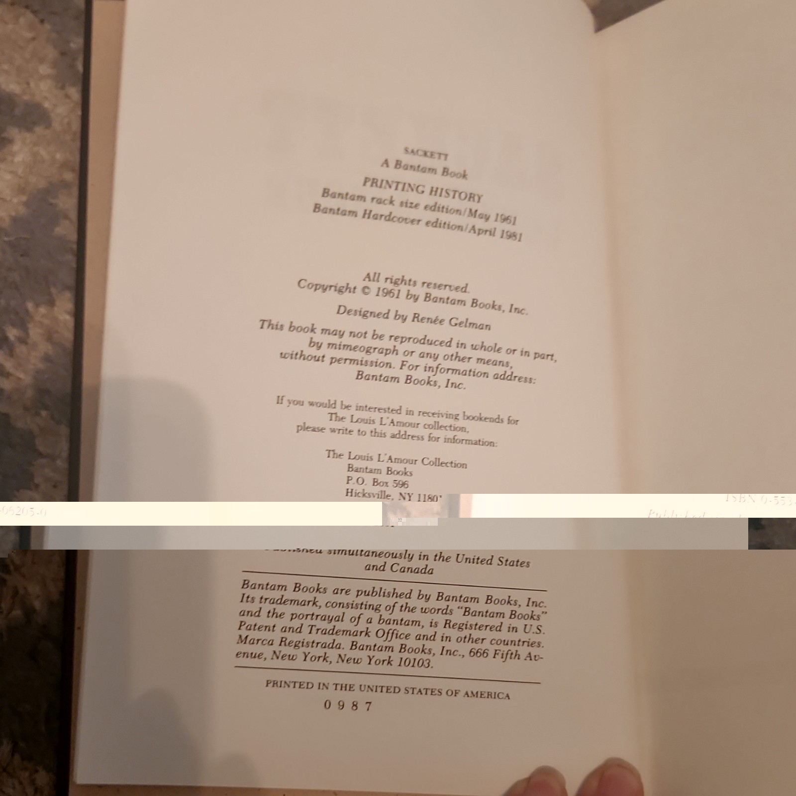 Sackett by Louis L’Amour Leatherette Hardcover Bantam Books 1981 Series