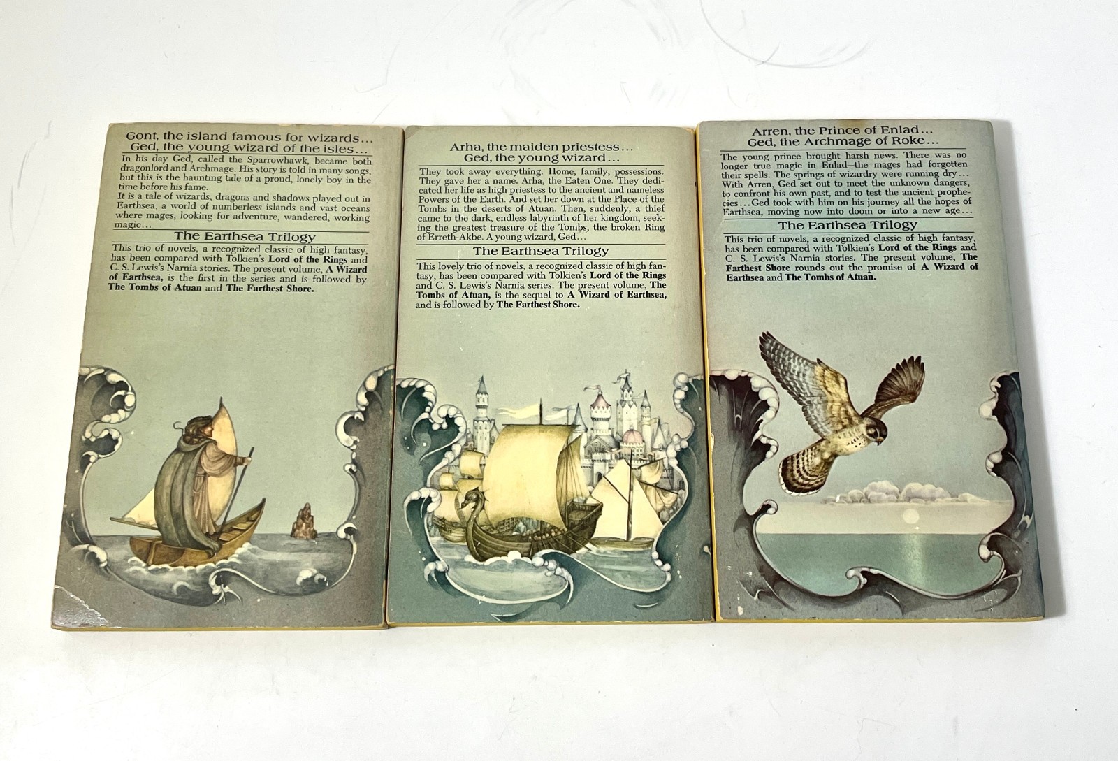 The Earthsea Trilogy by Ursula K Le Guin Paperback Books Bantam Editions 1970s