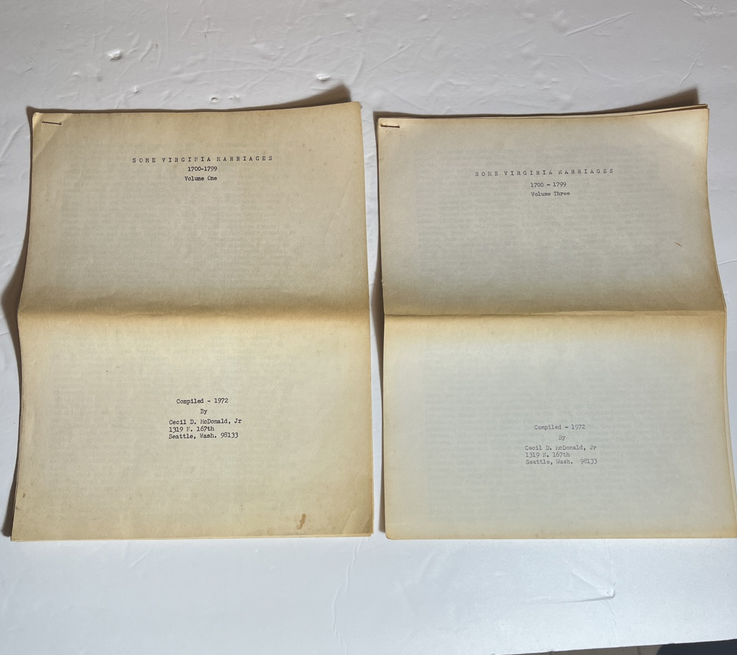 SOME VIRGINIA MARRIAGES Genealogy Records 1700-1799 Pioneer Colonists Book pages