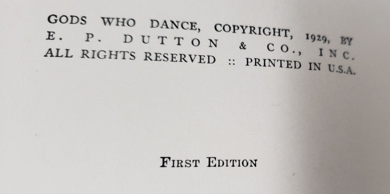 1929 Signed 1st,Ted Shawn GODS WHO DANCE,Male Dancers,Choreography,Ballet,Modern